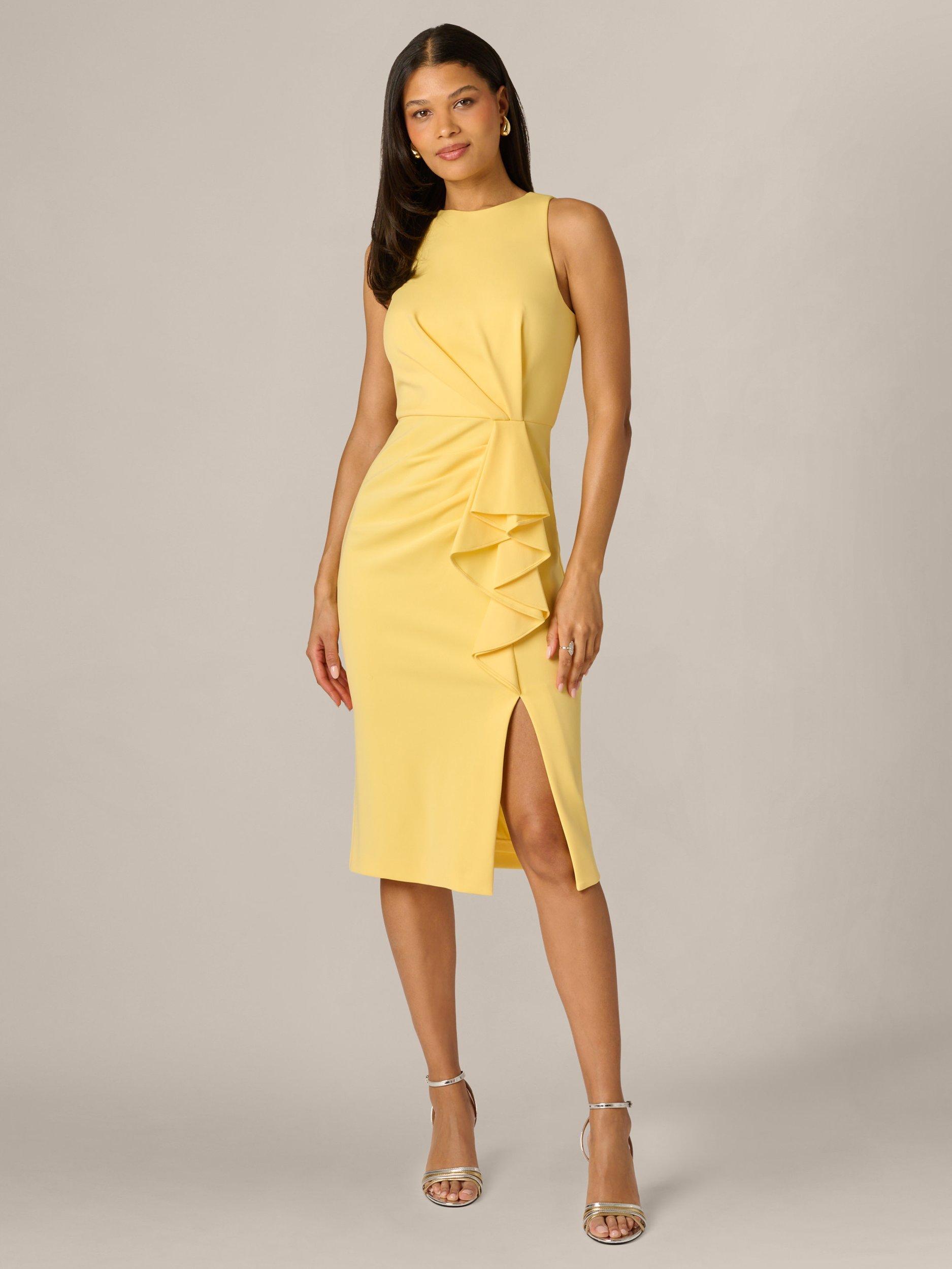 Adrianna Papell Scuba Ruffle Sheath Dress, Warm Sun