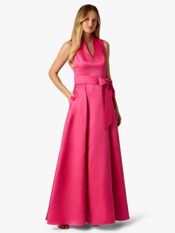 Adrianna Papell Tie Front Sleeveless Mikado Dress, Electric Pink, Electric Pink