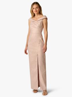 Adrianna Papell Off Shoulder Jacquard Maxi Dress, Blush, Blush