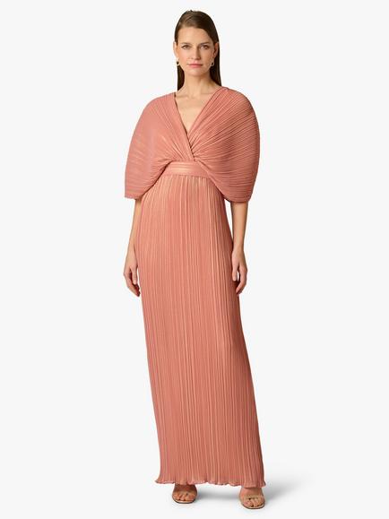 Aidan Mattox by Adrianna Papell Pleated Chiffon Column Gown, Rose Gold, Rose Gold