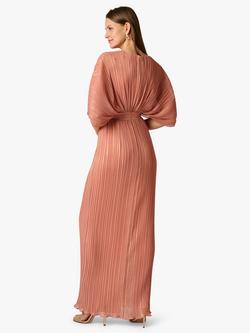 Adrianna Papell Pleated Chiffon Column Gown, Rose Gold - view 2, Rose Gold