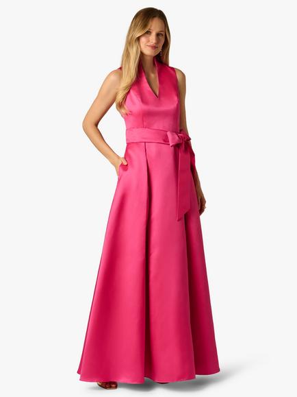 Adrianna Papell Petite Tie Front Mikado Sleeveless Dress, Electric Pink, Electric Pink