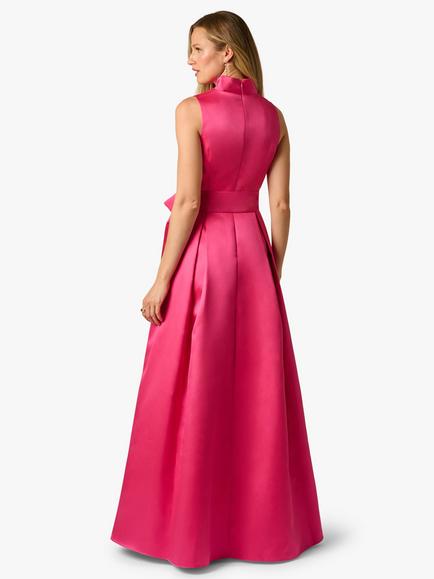 Adrianna Papell Petite Tie Front Mikado Sleeveless Dress, Electric Pink - view 2, Electric Pink