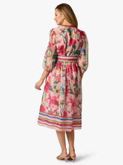 Adrianna Papell Petite Floral Stripe Organza Midi Dress, Multi - view 2, Multi