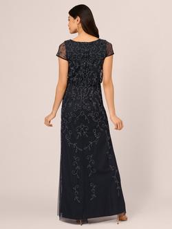 Adrianna Papell Petite Boat Neck Beaded Blouson Dress, Midnight - view 2, Midnight