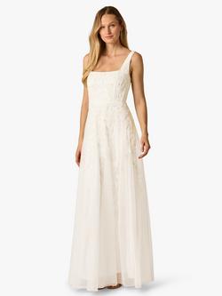 Adrianna Papell Floral Beaded Mesh Sleeveless Dress, Ivory, Ivory