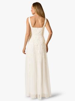 Adrianna Papell Floral Beaded Mesh Sleeveless Dress, Ivory - view 2, Ivory