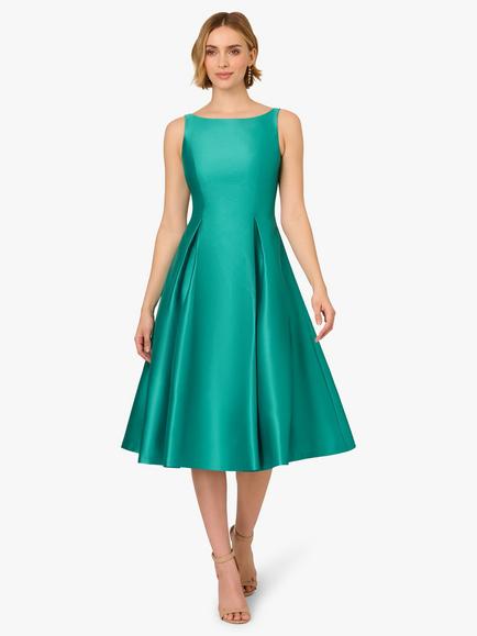 Adrianna Papell Mikado Sleeveless Tea Dress, Botanic Green, Botanic Green