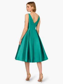 Adrianna Papell Mikado Sleeveless Tea Dress, Botanic Green - view 2, Botanic Green