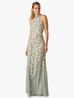 Adrianna Papell Soutache Lace Sleeveless Dress, Sage/Ivory, Sage/Ivory
