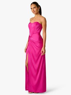 Adrianna By Adrianna Papell Stretch Satin Strapless Evening Gown, Pink Flame, Pink Flame