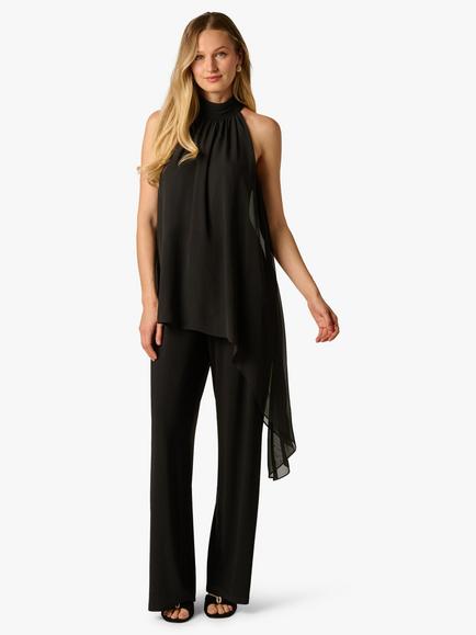 Adrianna Papell Jersey Mix Wide Leg Jumpsuit, Black, Black