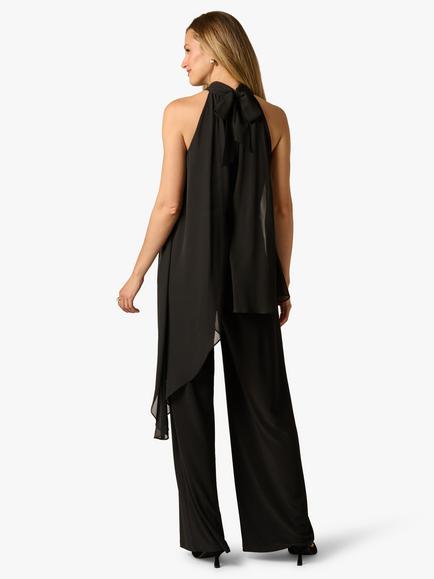Adrianna Papell Jersey Mix Wide Leg Jumpsuit, Black - view 2, Black