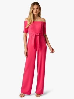 Adrianna Papell Tie Front Knit Crepe Jumpsuit, Camellia, Camellia