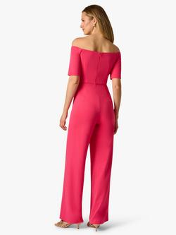 Adrianna Papell Tie Front Knit Crepe Jumpsuit, Camellia - view 2, Camellia