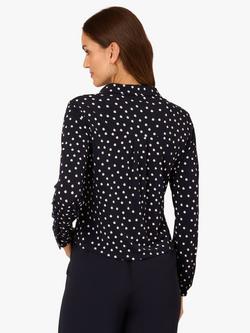 Adrianna Papell V-Neck Polka Dot Top, Navy/Multi - view 2, Navy/Multi