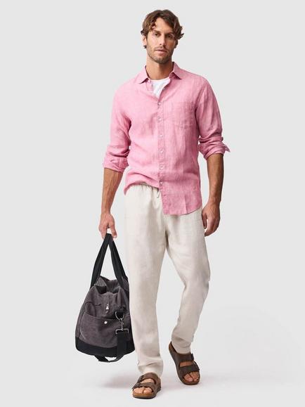 Rodd & Gunn Coromandel Linen Slim Fit Long Sleeve Shirt - view 2, Orchid