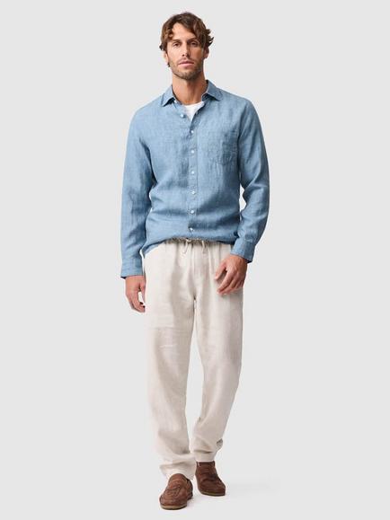 Rodd & Gunn Coromandel Linen Slim Fit Long Sleeve Shirt - view 2, Sea Stone