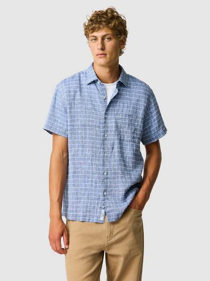Rodd & Gunn Croftview Linen Blend Regular Fit Stripe Shirt, Eclipse, Eclipse