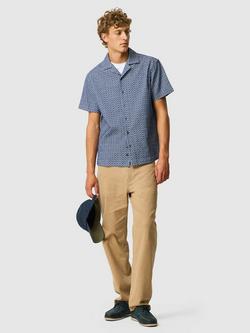 Rodd & Gunn Knightsbridge Cotton Blend Regular Fit Geometric Resort Shirt, Indigo - view 2, Indigo