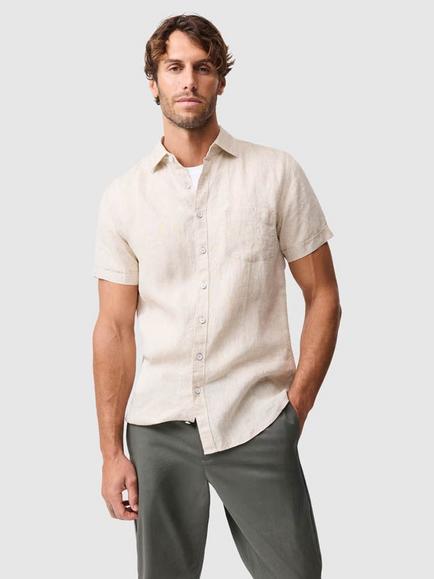 Rodd & Gunn Palm Beach Linen Slim Fit Short Sleeve Shirt, Oatmeal
