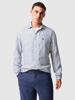Rodd & Gunn Seadown Linen Slim Fit Stripe Shirt, French Navy, French Navy