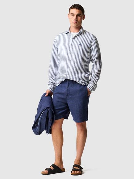 Rodd & Gunn Seadown Linen Slim Fit Stripe Shirt - view 2, French Navy