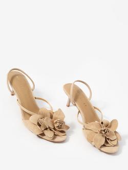 Mint Velvet Bri Suede Floral Sandals, Natural - view 2, Natural