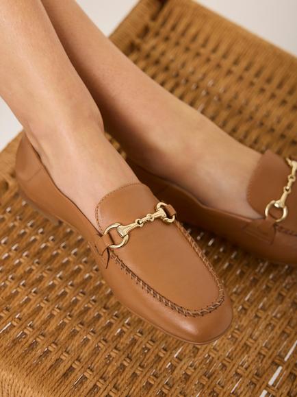 Mint Velvet Claire Leather Loafers, Brown Tan - view 2, Brown Tan