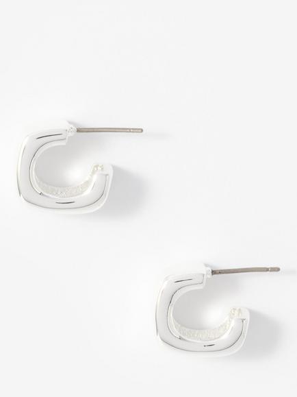 Mint Velvet Square Hoop Earrings, Silver - view 2, Silver Silver
