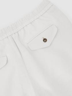 Reiss Barges Elasticated Drawstring Waist Linen Trousers, Stone - view 2, Stone