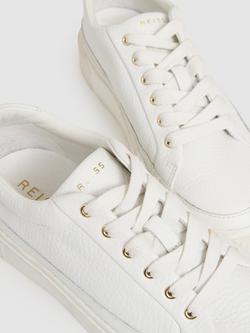 Reiss Leanne Low Top Leather Trainers, White - view 2, White