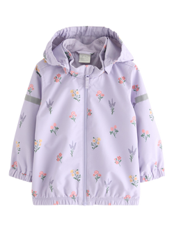 Lindex Kids' Water-Repellent Floral Raincoat, Lilac, Lilac