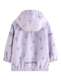Lindex Kids' Water-Repellent Floral Raincoat, Lilac - view 2, Lilac