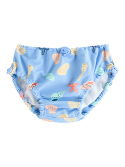 Lindex Baby Seaside Print Swim Briefs, Blue/Multi, Blue/Multi