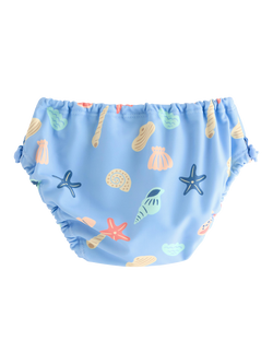 Lindex Baby Seaside Print Swim Briefs, Blue/Multi - view 2, Blue/Multi