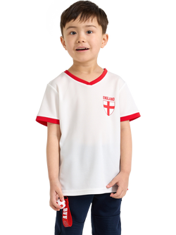 Lindex Kids' England V-Neck T-Shirt, White, White