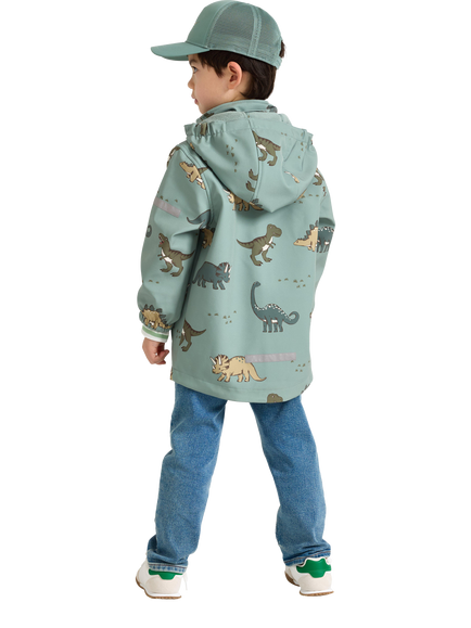 Lindex Kids' Dinosaur Print Raincoat, Light Green - view 2, Light Green