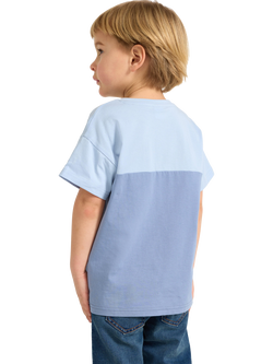 Lindex Kids' Cotton Colour Block T-Shirt, Light Blue - view 2, Light Blue