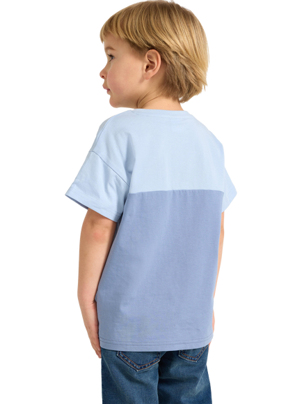Lindex Kids' Cotton Colour Block T-Shirt, Light Blue - view 2, Light Blue