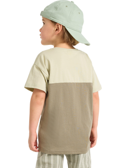 Lindex Kids' Cotton Colour Block T-Shirt, Green - view 2, Green