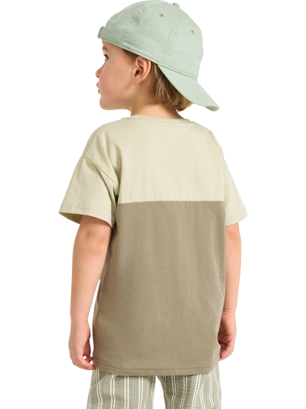 Lindex Kids' Cotton Colour Block T-Shirt, Green - view 2, Green