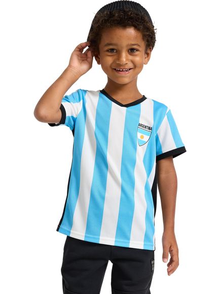 Lindex Kids' Argentina V-Neck T-Shirt, Black, Black