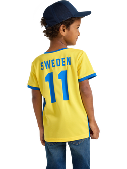 Lindex Kids' Sweden V-Neck T-Shirt, Yellow/Blue - view 2, Yellow/Blue