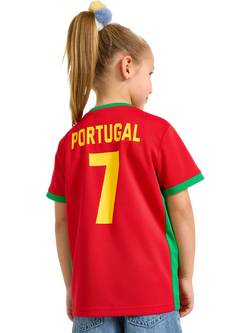 Lindex Kids' Portugal V-Neck T-Shirt, Red - view 2, Red