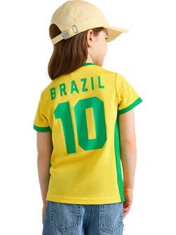 Lindex Kids' Brazil V-Neck T-Shirt, Green/Yellow - view 2, Green/Yellow