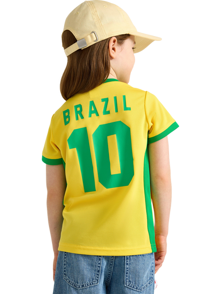 Lindex Kids' Brazil V-Neck T-Shirt, Green/Yellow - view 2, Green/Yellow
