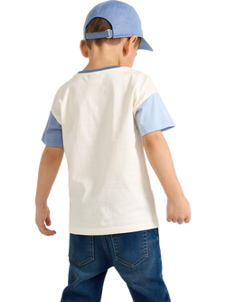 Lindex Baby Cotton Colour Block Slogan T-Shirt, White/Blue - view 2, White/Blue