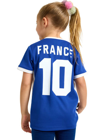 Lindex Kids' France V-Neck T-Shirt, Blue - view 2, Blue