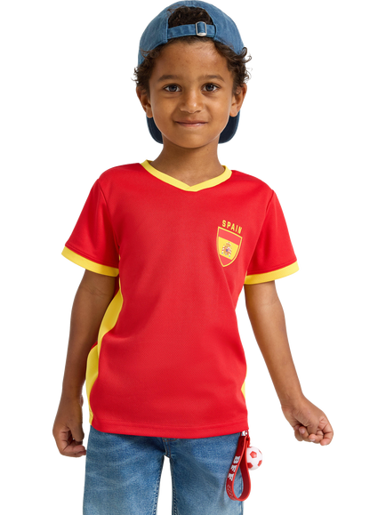 Lindex Kids' Spain V-Neck T-Shirt, Red, Red